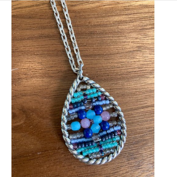 Brighton Necklace, beaded teardrop pendant - Picture 1 of 4